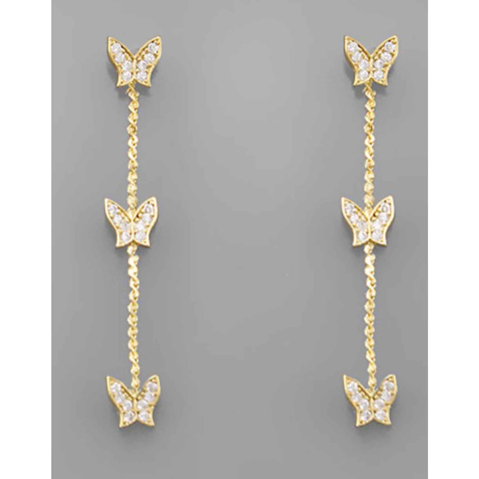 CZ Butterfly Drop Earrings