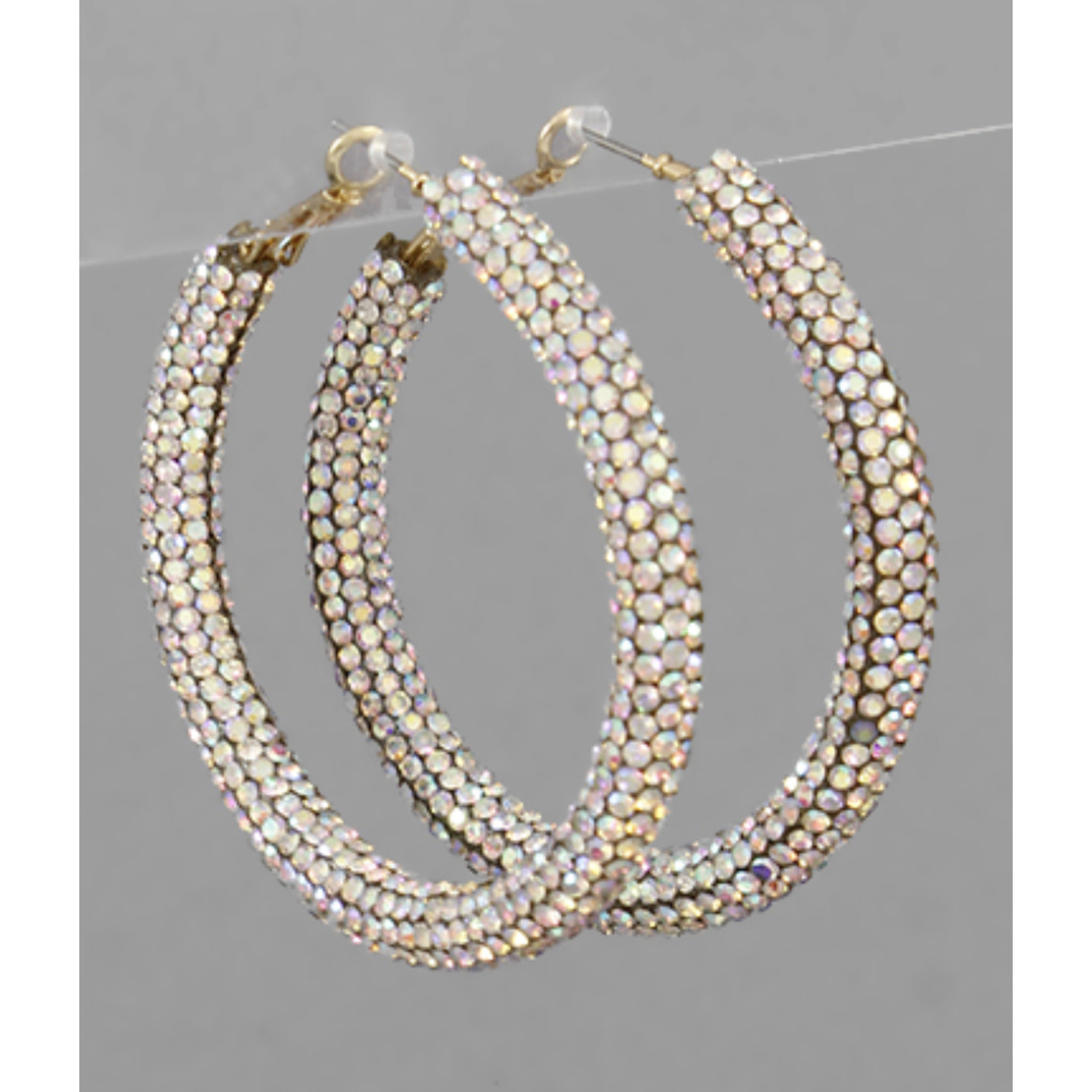 Golden Stella Crystal Pave Hoops 50mm