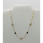 Gold and CZ Multi Clover Necklace