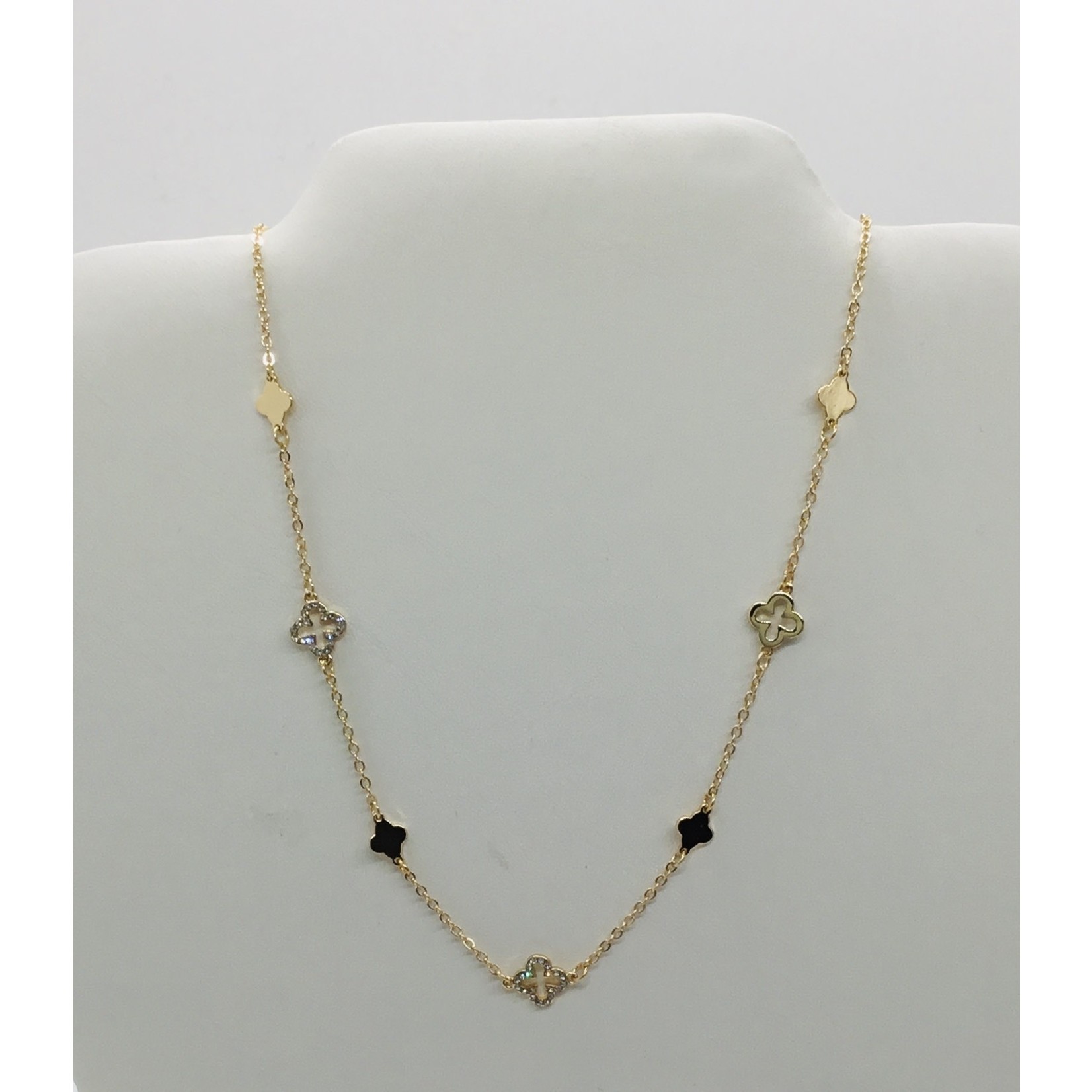 Gold and CZ Multi Clover Necklace