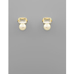 Pearl And CZ Stud Earrings