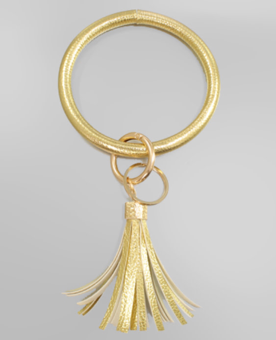 Leather Key Ring Bracelet Gold Once Upon A Dress