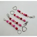 Pink and Red Heart Keychain