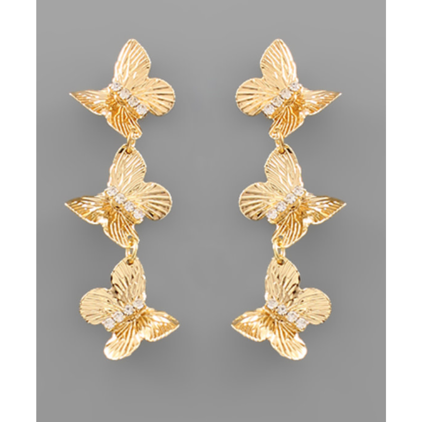 3 Butterfly Earrings Gold