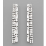 CZ Row Fringe Earrings Silver