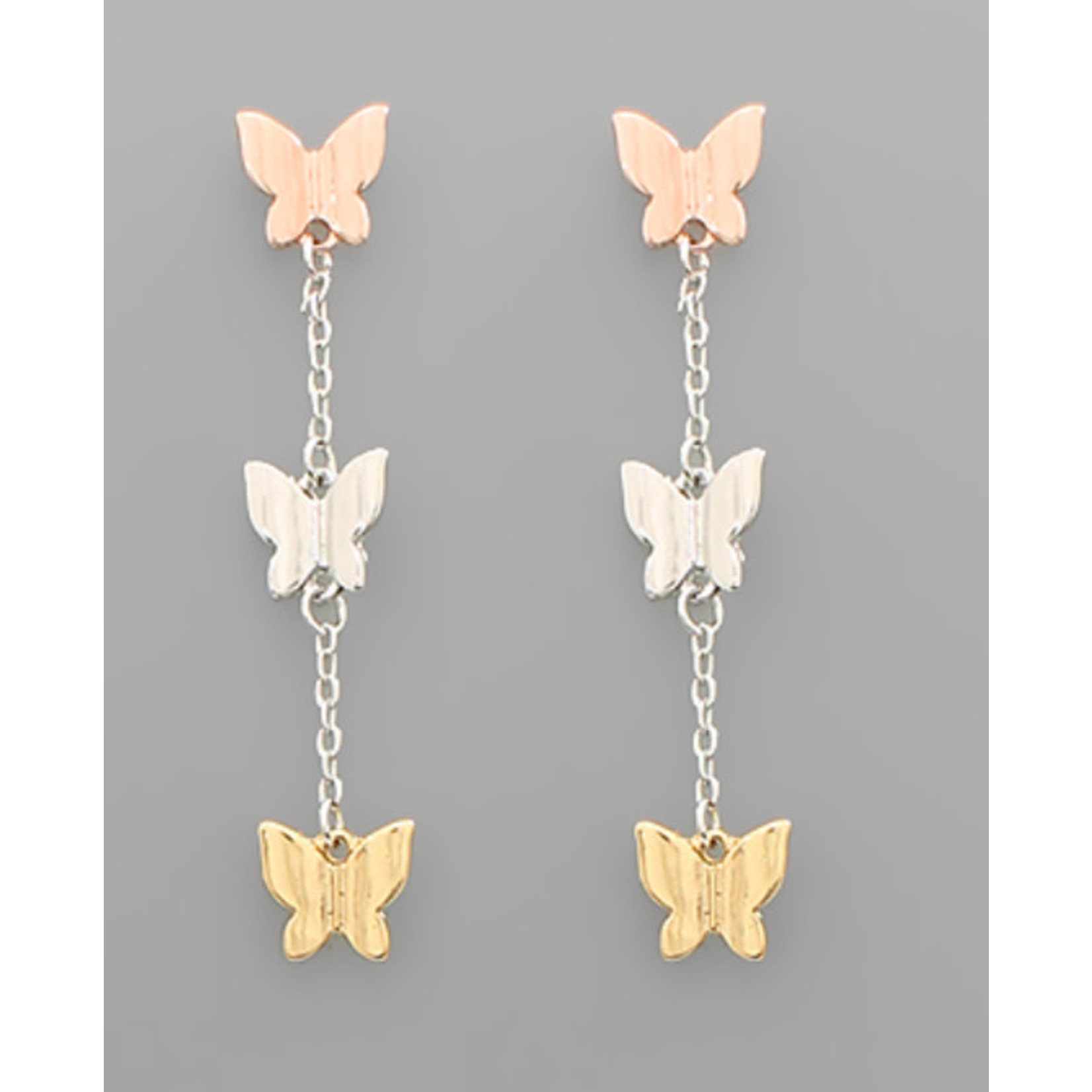 Butterfly Link Earrings Tricolor