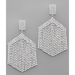 Hexagon CZ Fringe Earrings Silver
