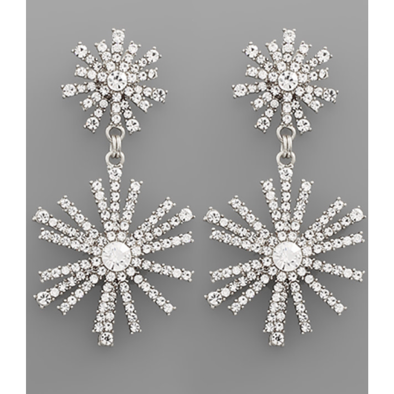 CZ Double Starburst Earrings