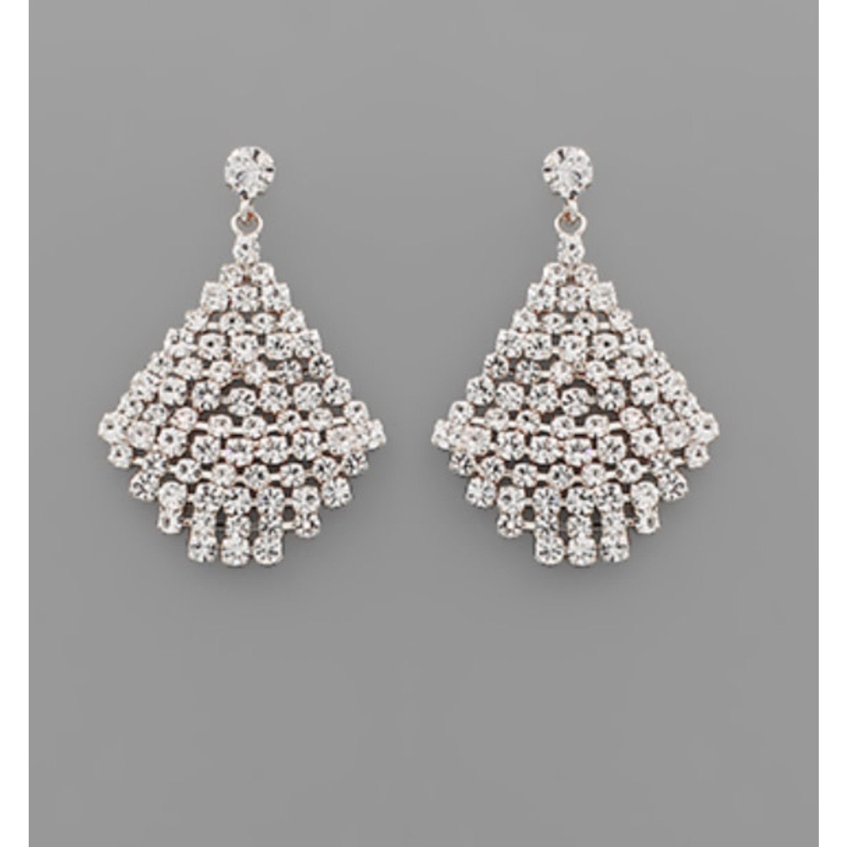 Crystal Pentagon Earrings-Silver