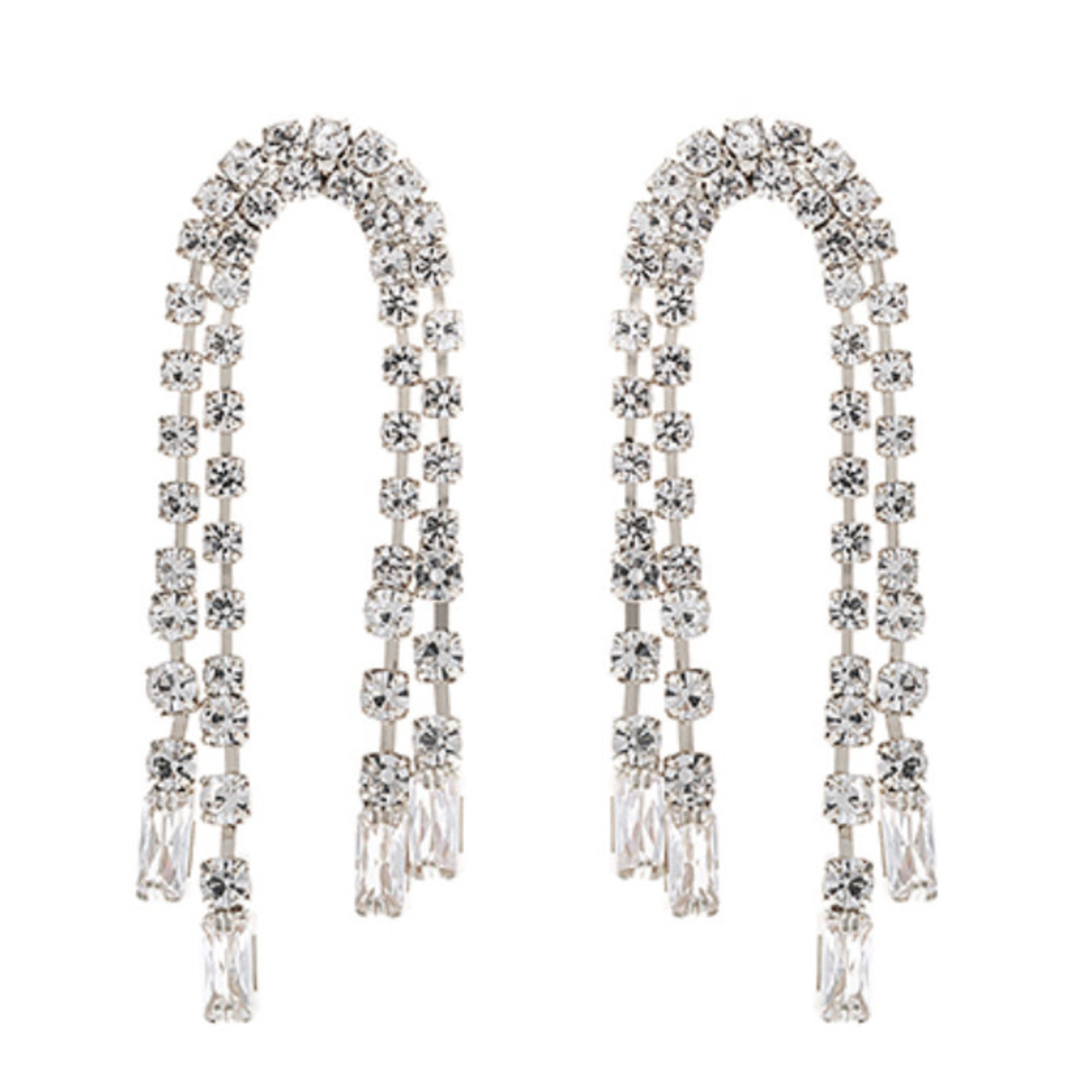 CZ Arch Dangle Earrings -Silver