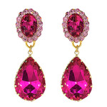 Crystal Teardrop Earrings-Fuchsia