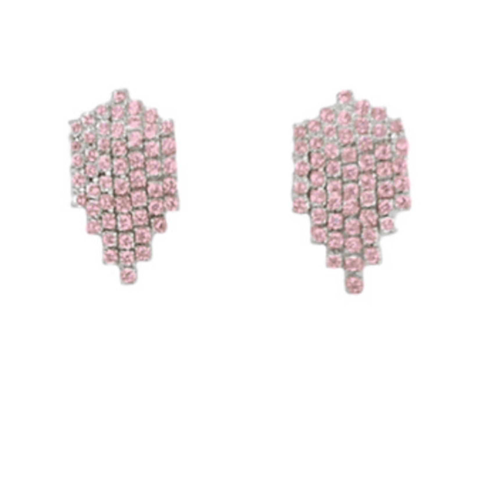 Mini CZ Tassel Earrings-Pink