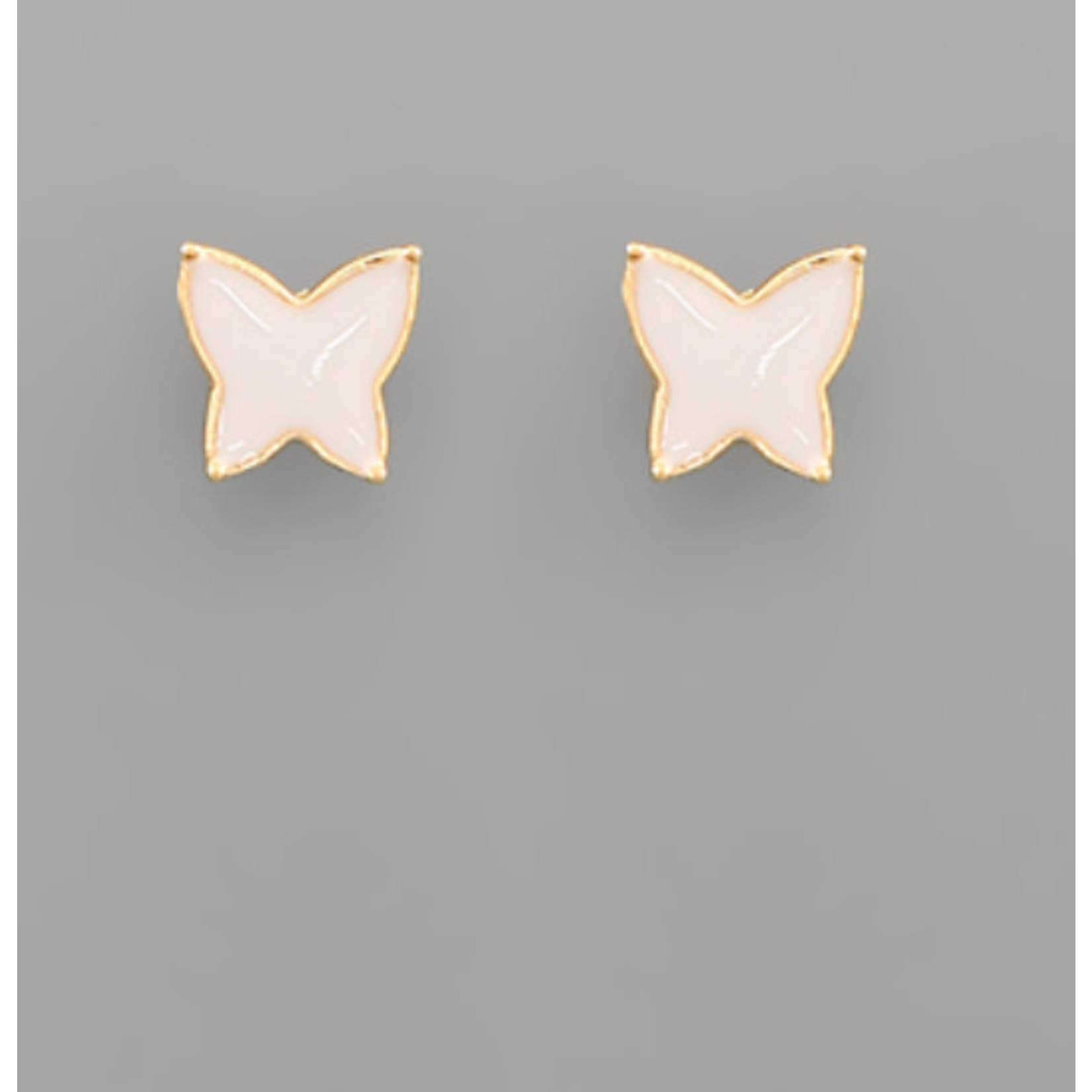Enamel Butterfly Stud Earrings-White