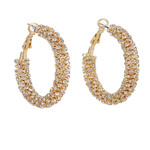 40mm Wrapped Crystal Hoops-Gold