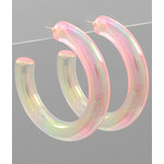 Clear Color Tube Hoops- Light Pink