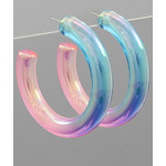 Clear Color Tube Hoops-Blue/pink