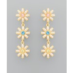 Pearl 3 Flower Drop Earrings
