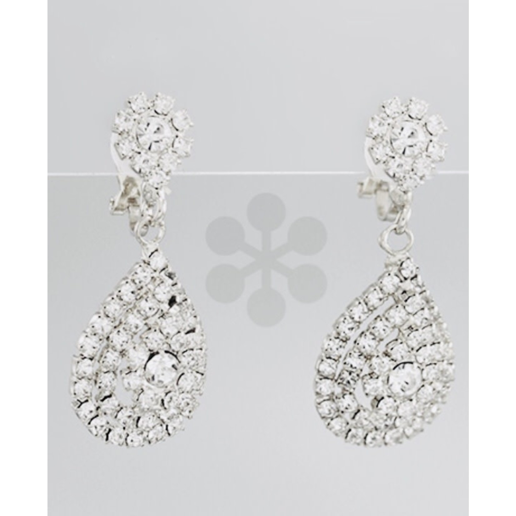 CZ Pave T-Drop Earrings-CLIP ON