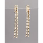 CZ 2 Row Tassel Earrings-Gold-CLIP ON