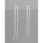 CZ 2 Row Tassel Earrings-Silver-CLIP ON