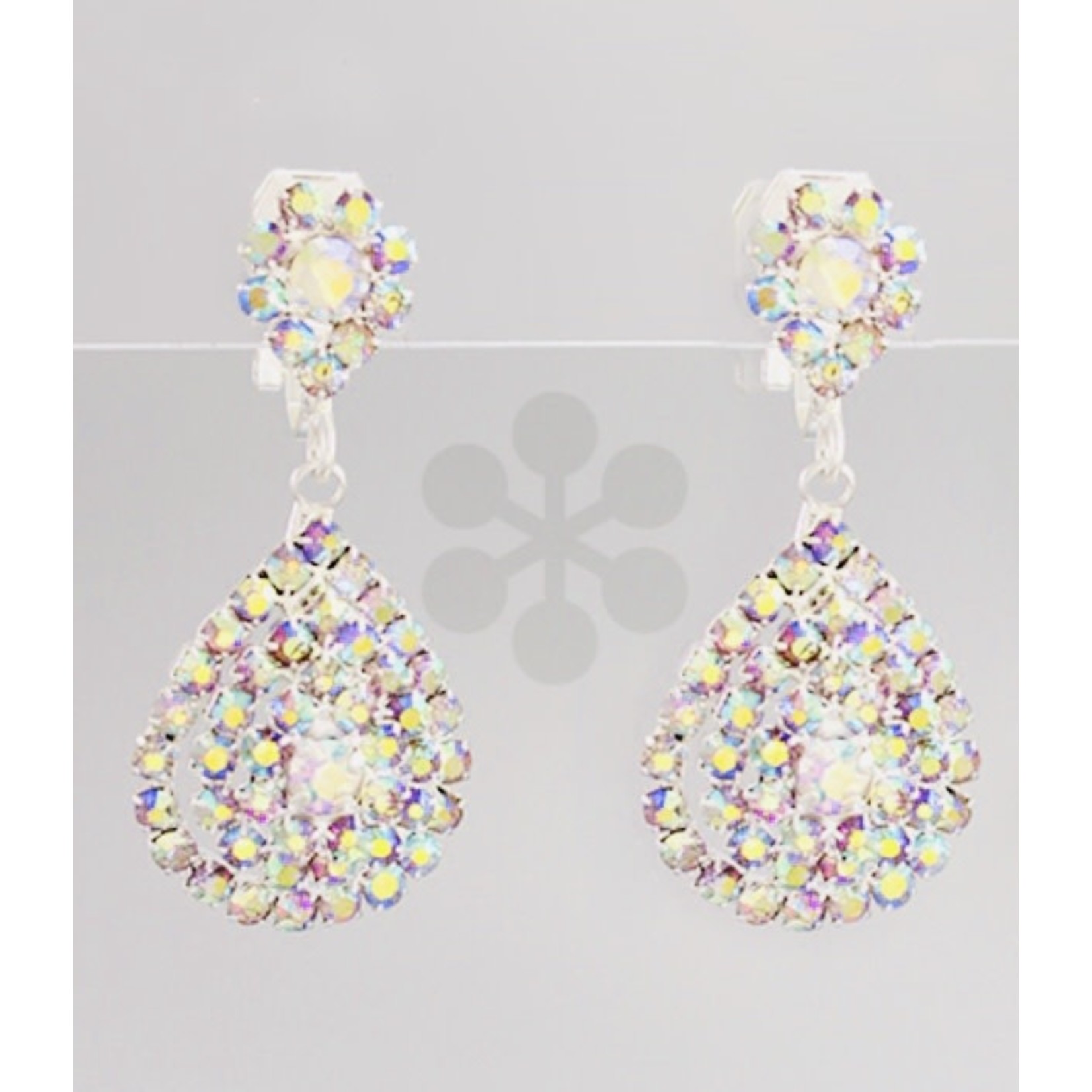 AB Pave T-Drop Earrings-CLIP ON