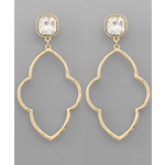 Rhinestone Arabesque Earrings-Gold