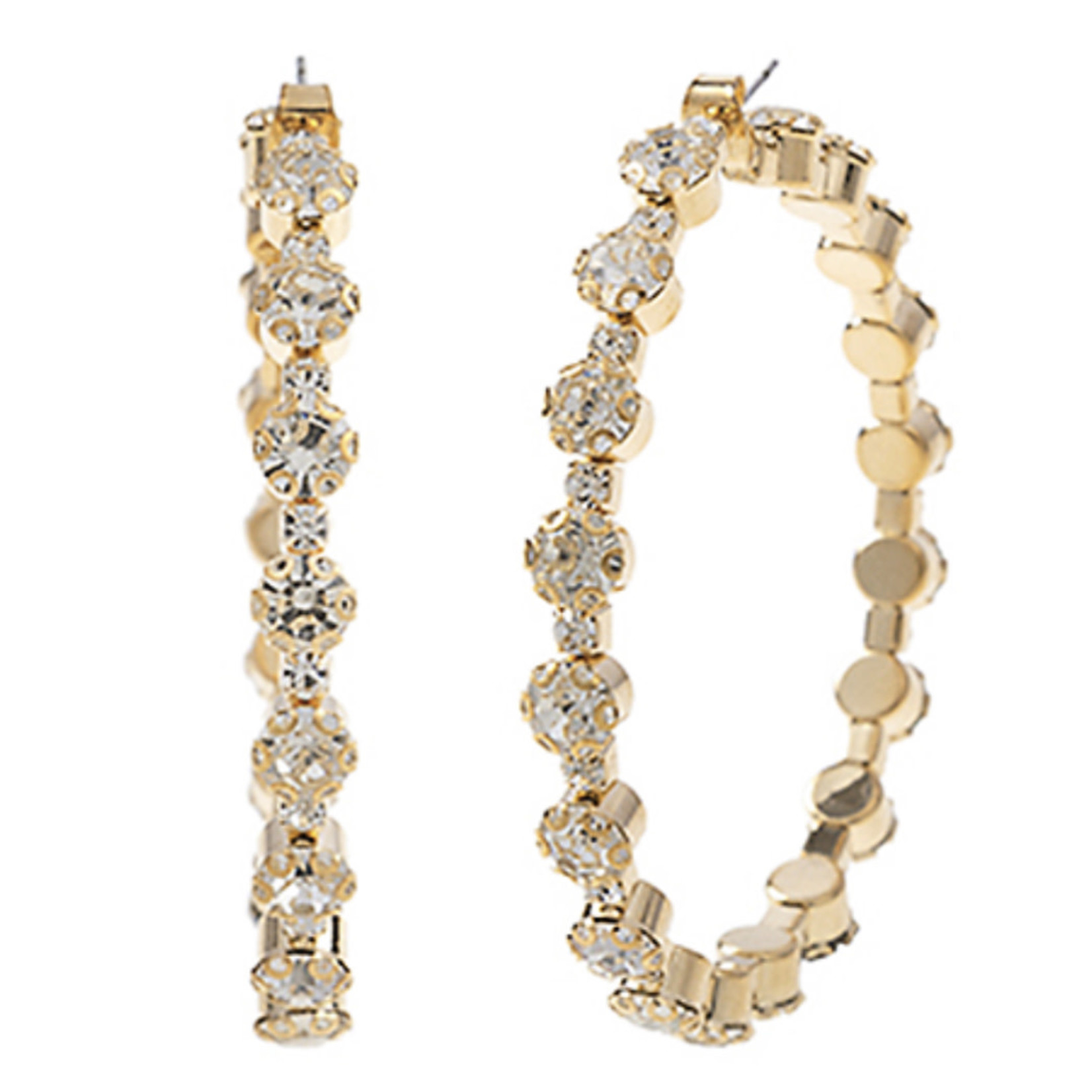 60mm Crystal Chunky Hoops-Gold