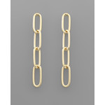 Gold 4 Oval Chain Drop Earrings