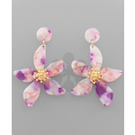 Acrylic Flower Earrings-Purple