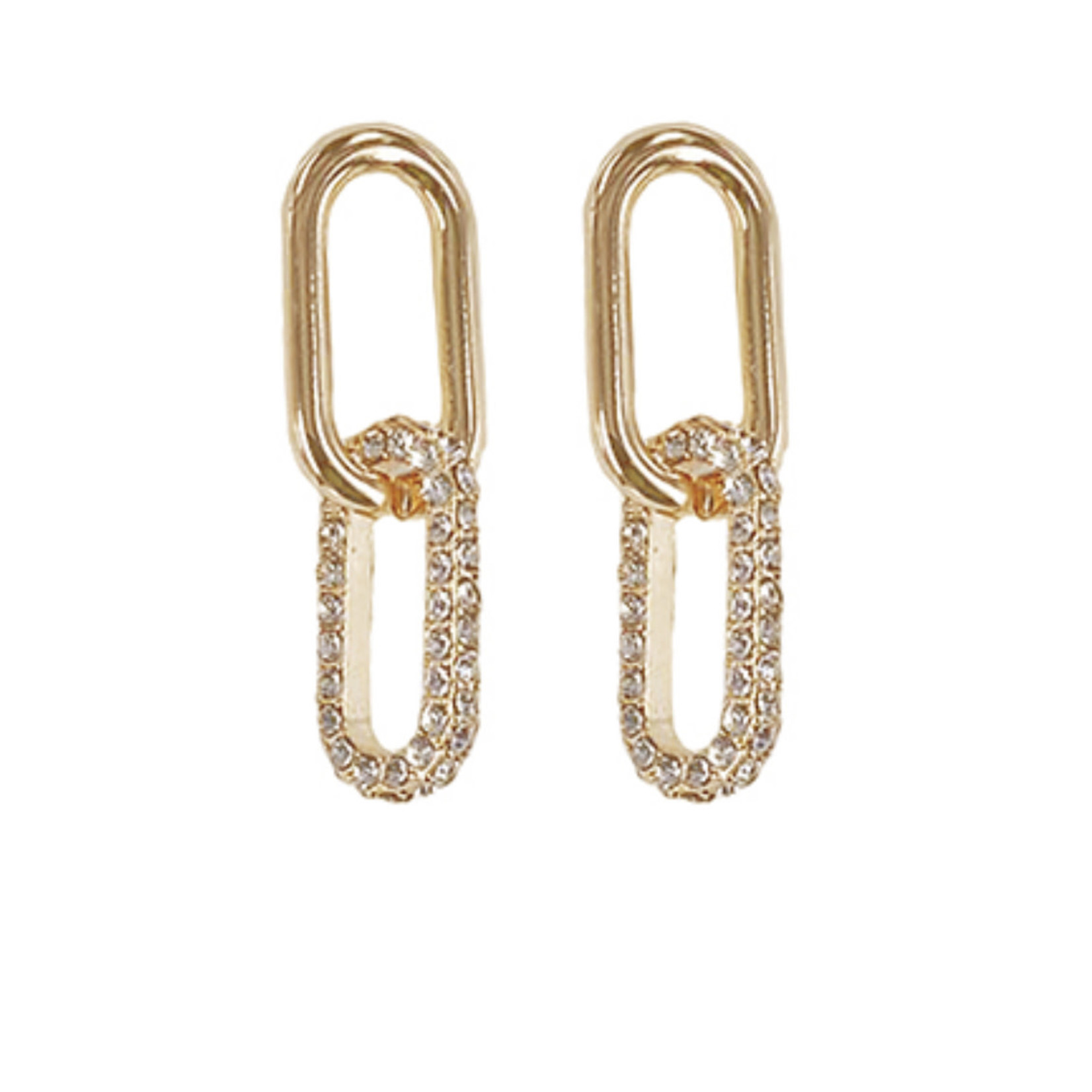 Gold Rhinestone Pave Link Earrings