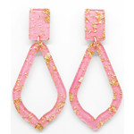 Acrylic Gold Flake Earrings-Pink