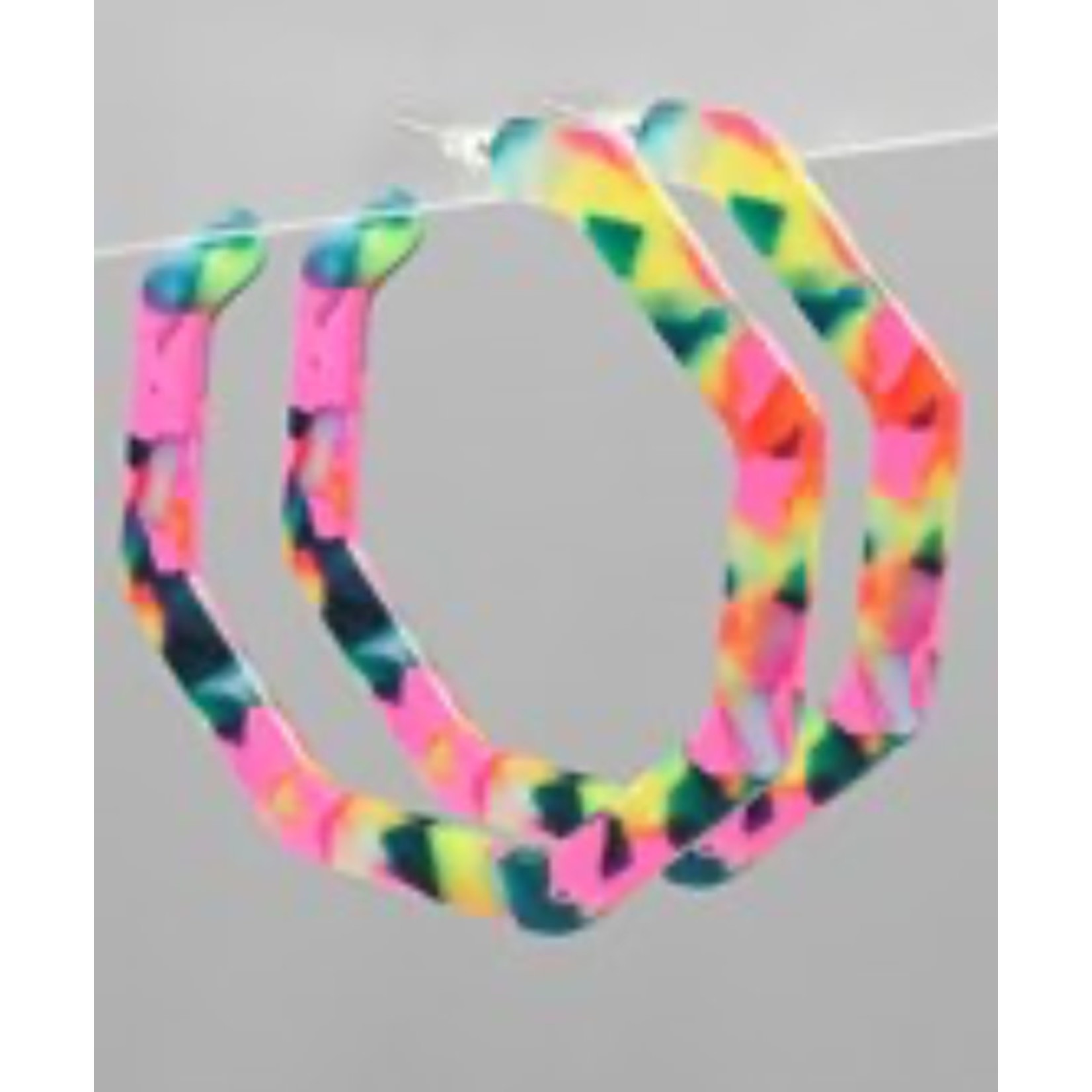 Acrylic Octagon Hoops-Pink/Green/Multi