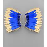 Royal Blue and Gold Wing Earrings