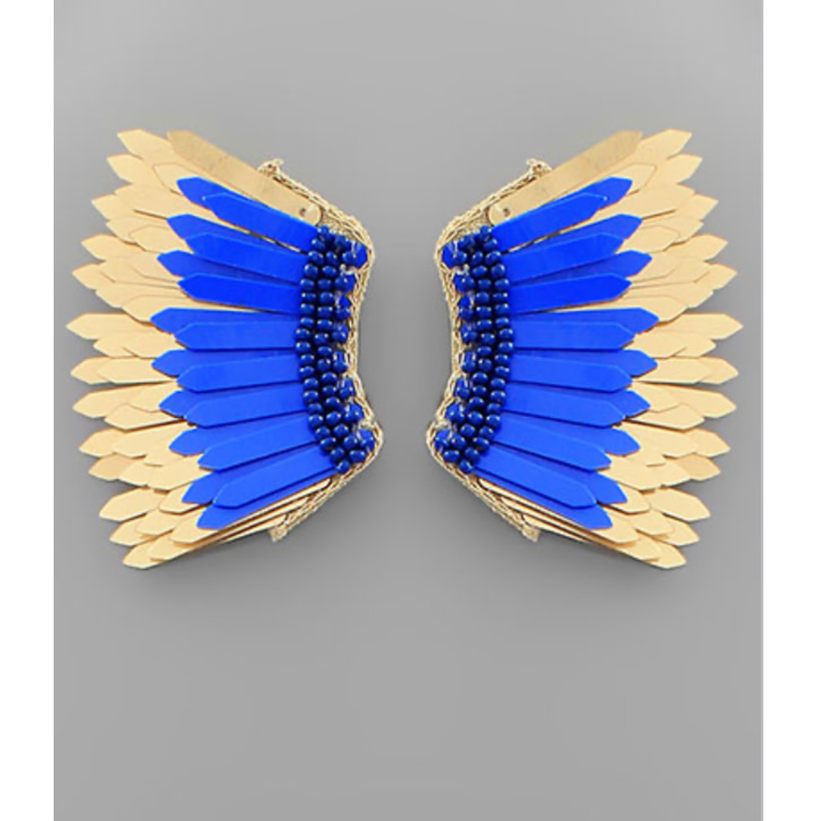 Royal Blue and Gold Wing Earrings