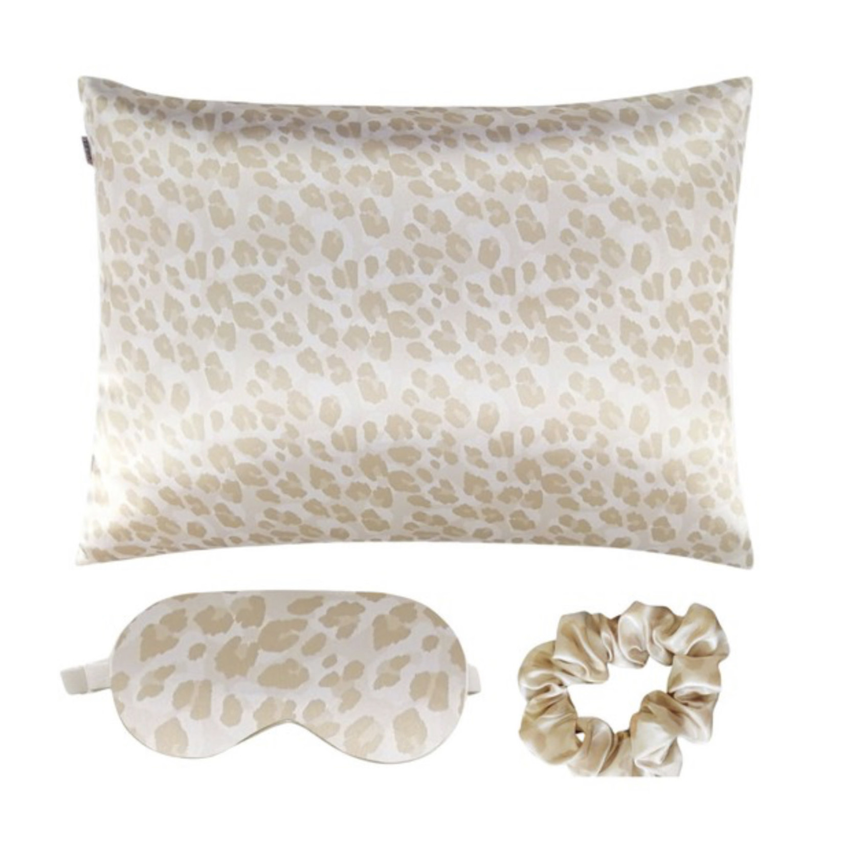 Satin Pillowcase, Sleep Mask & Scrunchie Gift Set-Leopard