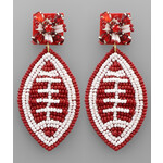 Beaded Football Earrings-Maroon/White