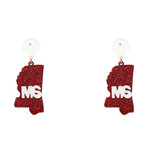 Game Day Earrings Maroon & White Glitter State