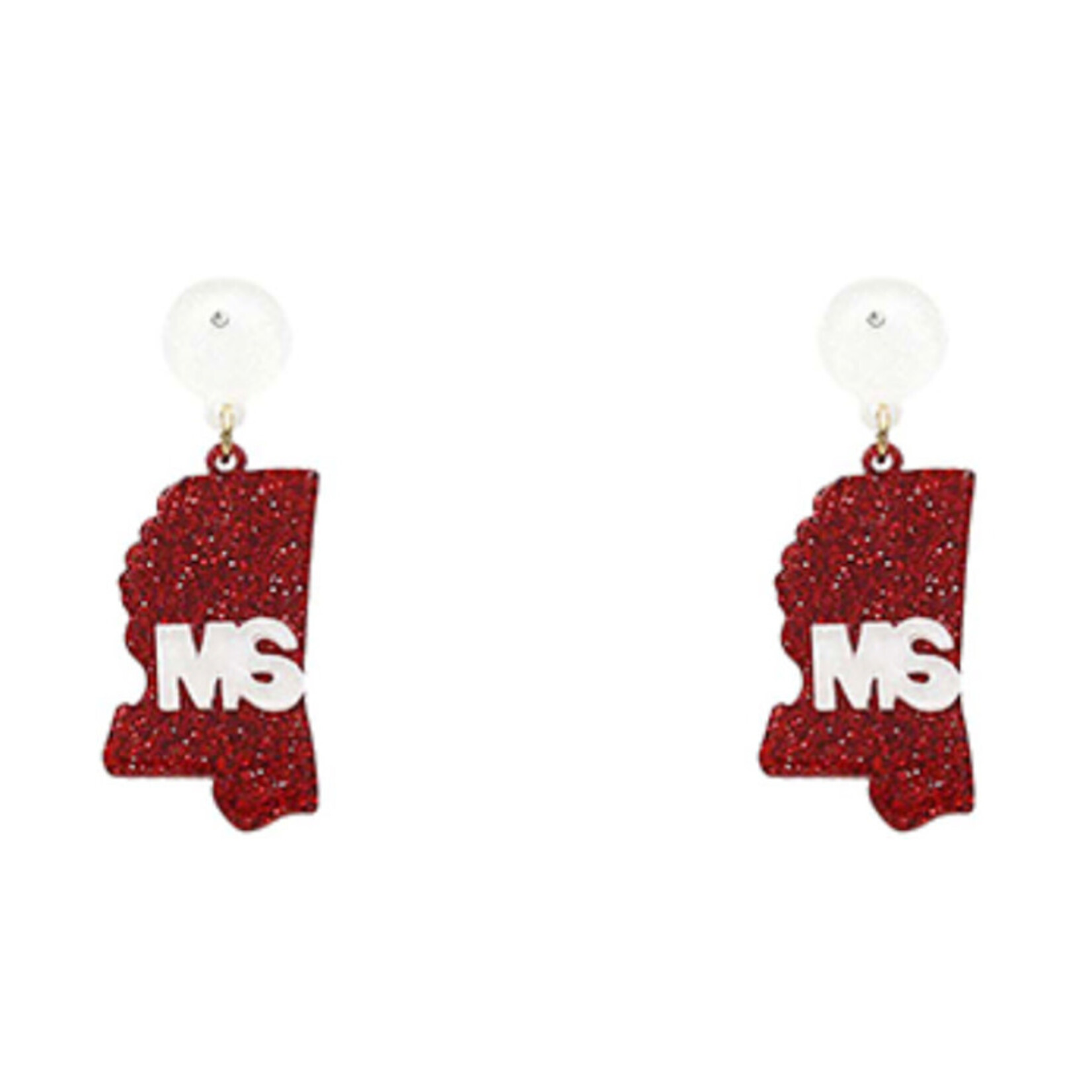 Game Day Earrings Maroon & White Glitter State