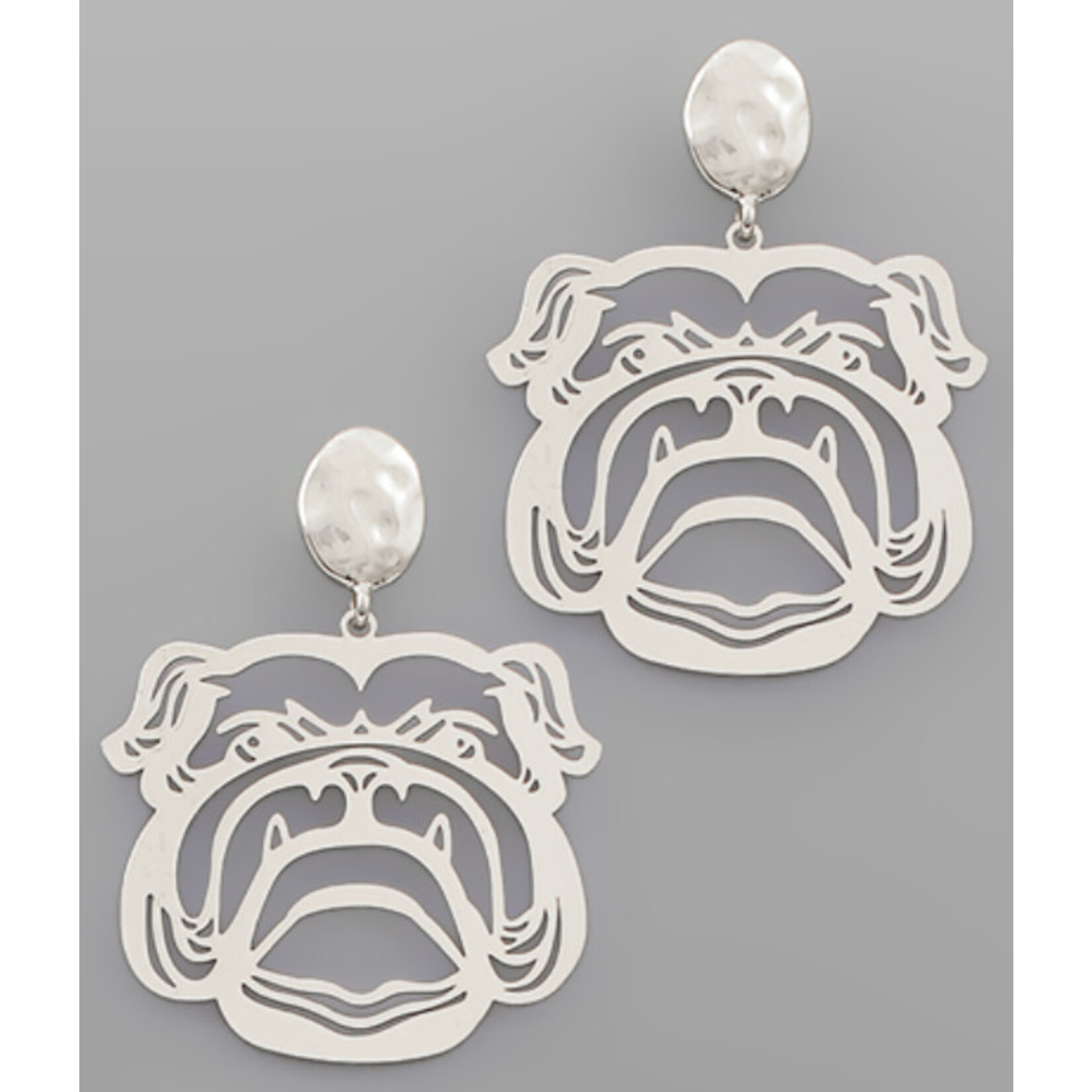 Bulldog Filigree Earrings-Silver