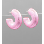 Small Thick Open Hoops-Pink