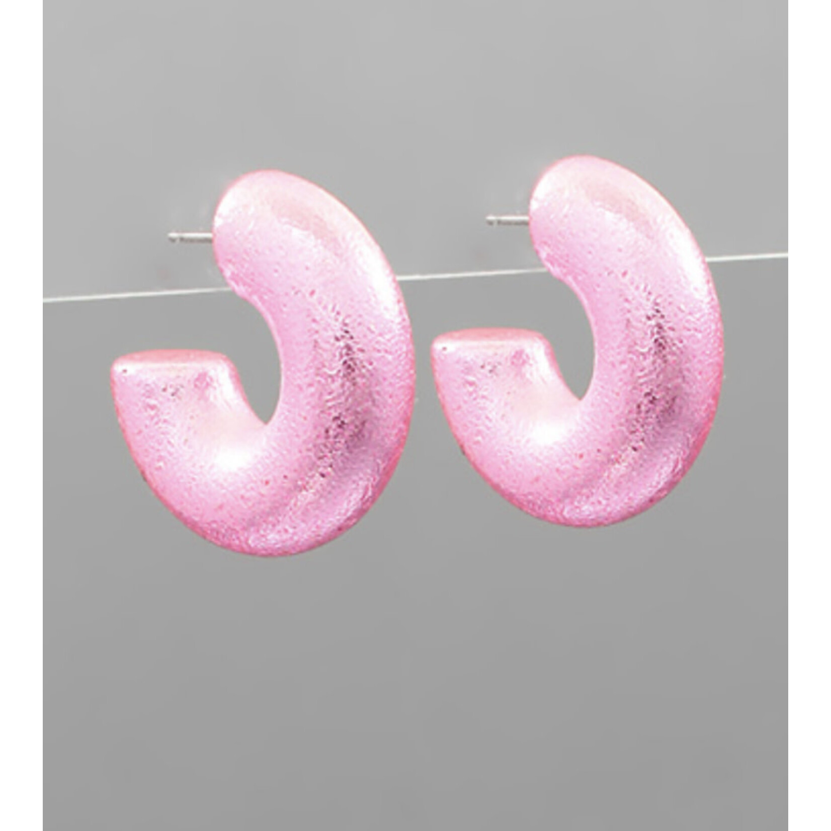 Small Thick Open Hoops-Pink