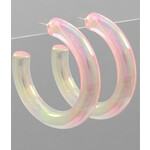 Clear Color Tube Hoops-Pink/Clear