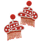 Game Day Tassel Cowgirl Hat Earrings-Red