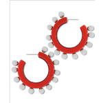 Game Day Studded Acetate Hoops -Red