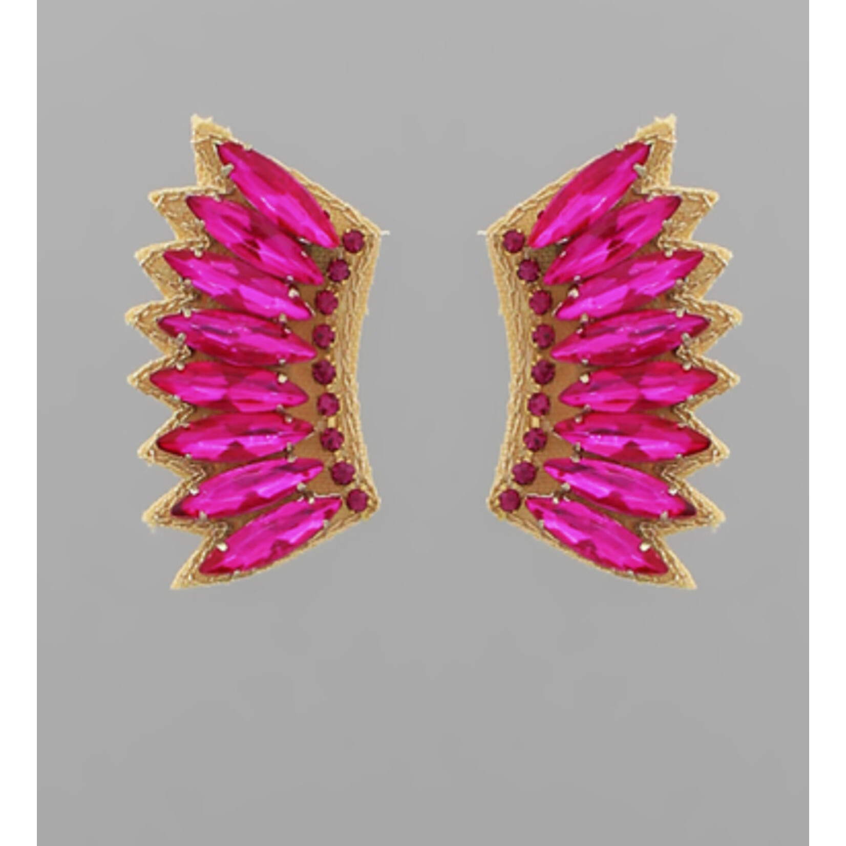 Marquise Wing Earrings-Fuchsia