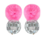 Disco Ball Pom Pom Earrings