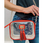 Addison Clear Crossbody-Red Metallic