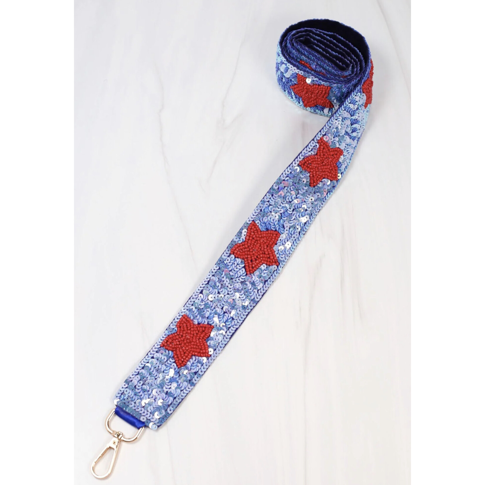 Blue With Red Stars Gameday Beaded Strap