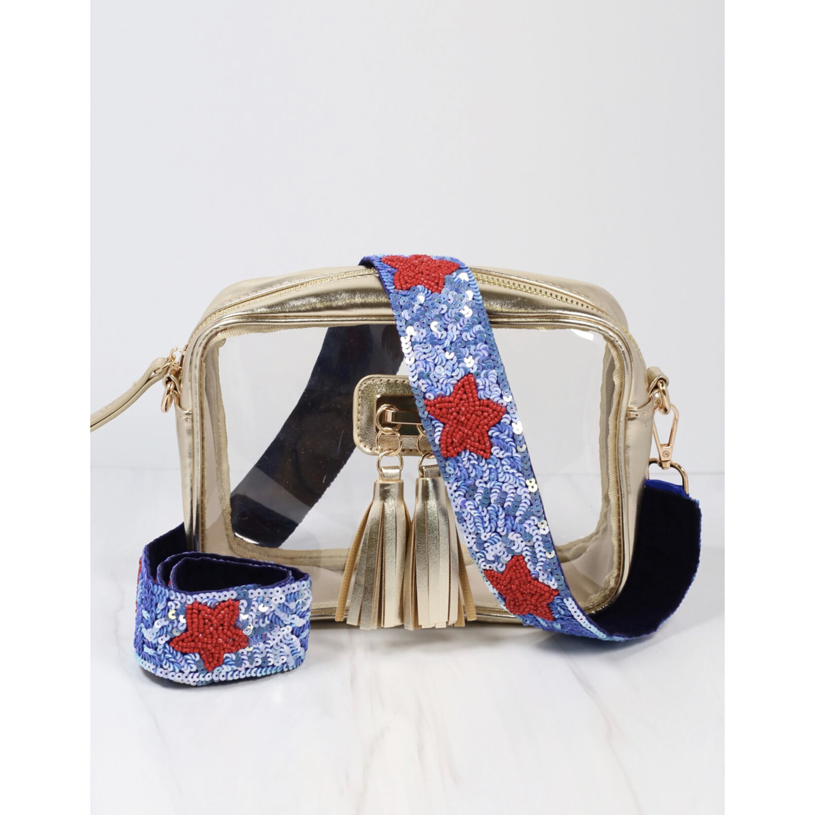 Blue With Red Stars Gameday Beaded Strap