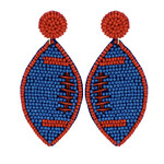 Beaded Football Earrings- Red & Blue